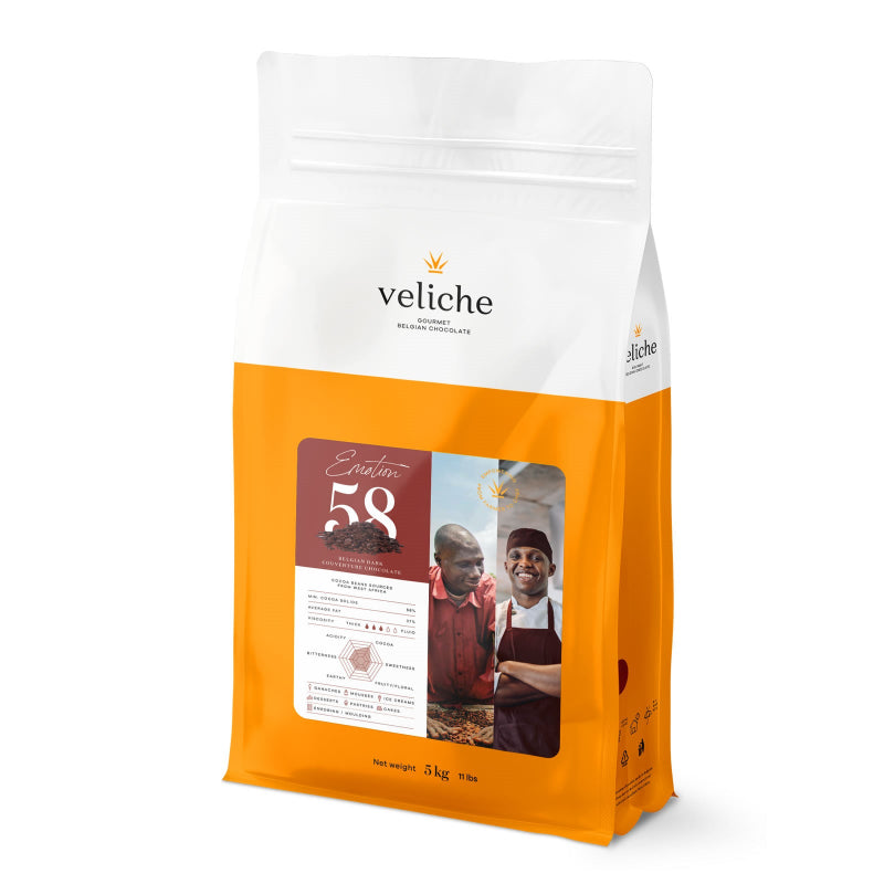 Veliche Emotion 58% Belgian Dark Chocolate Couverture - 5kg
